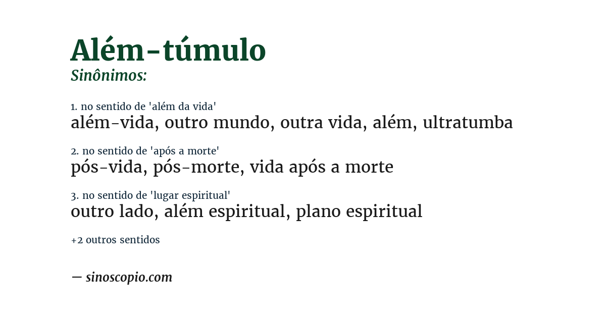 Sinônimo de além-túmulo