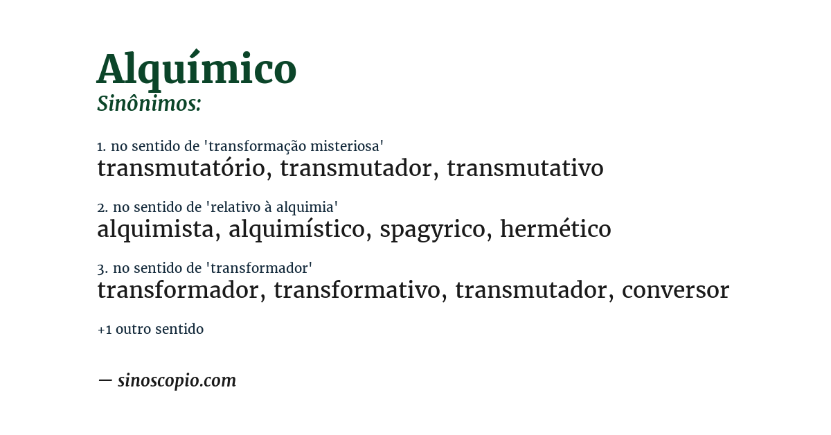 Sinônimo de alquímico
