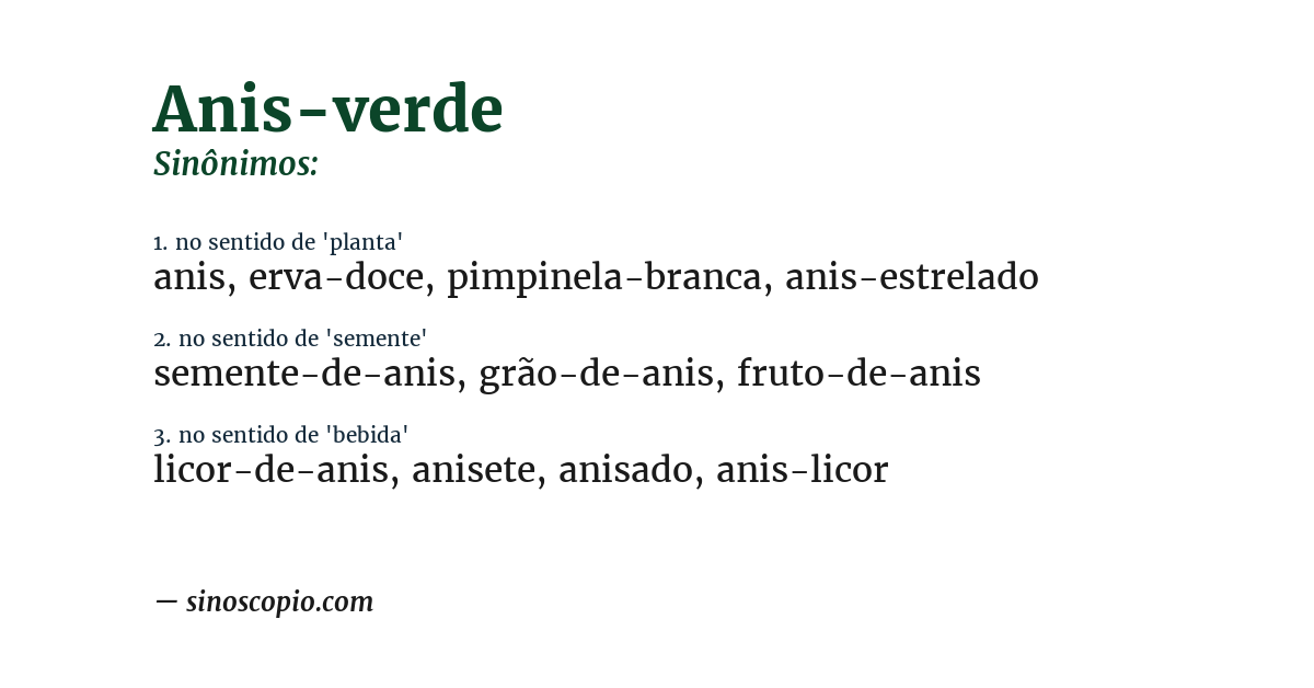 Sinônimo de anis-verde