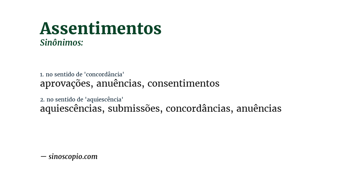 Sinônimo de assentimentos