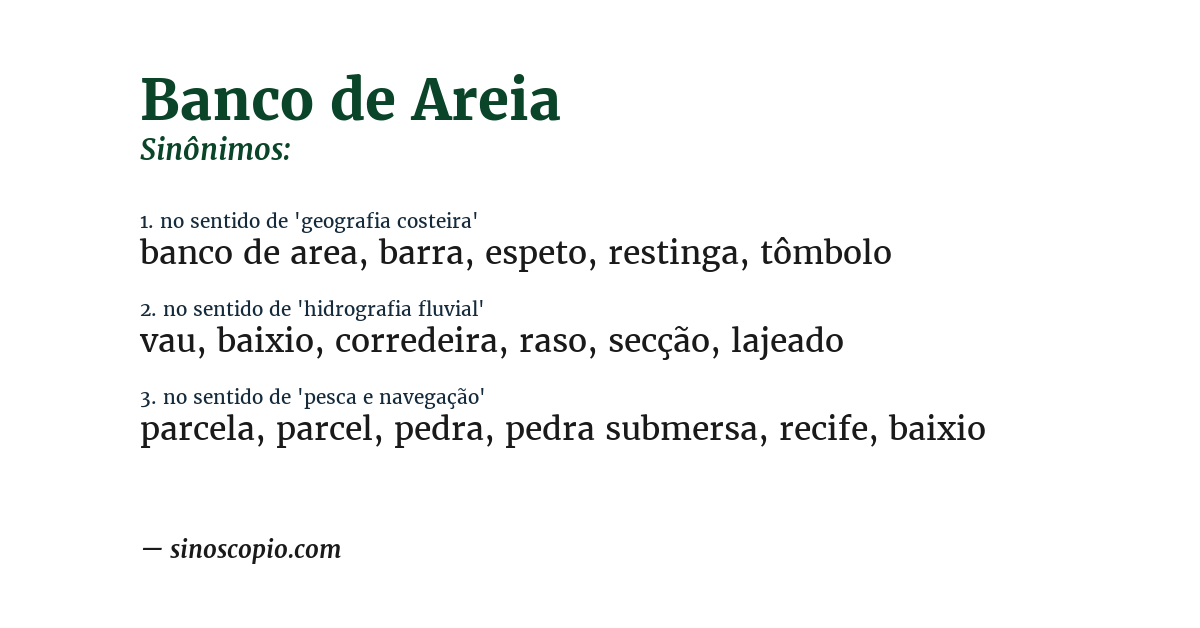 Sinônimo de banco de areia