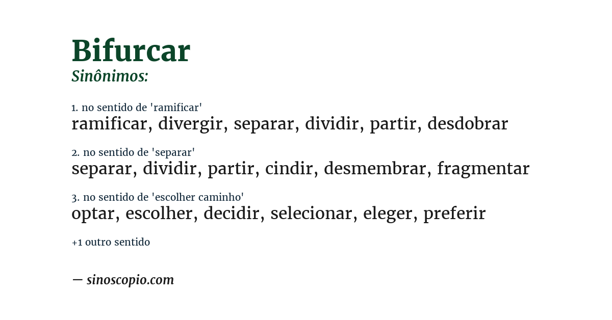 Sinônimo de bifurcar