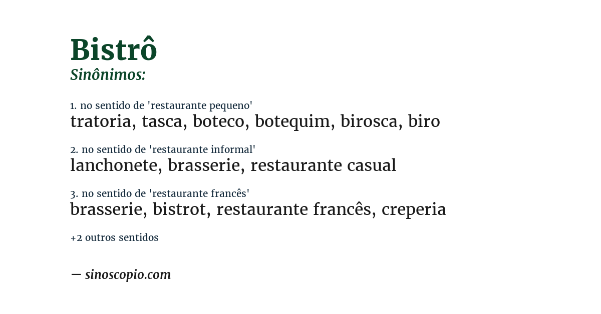 Sinônimo de bistrô