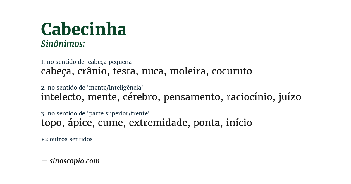 Sinônimo de cabecinha