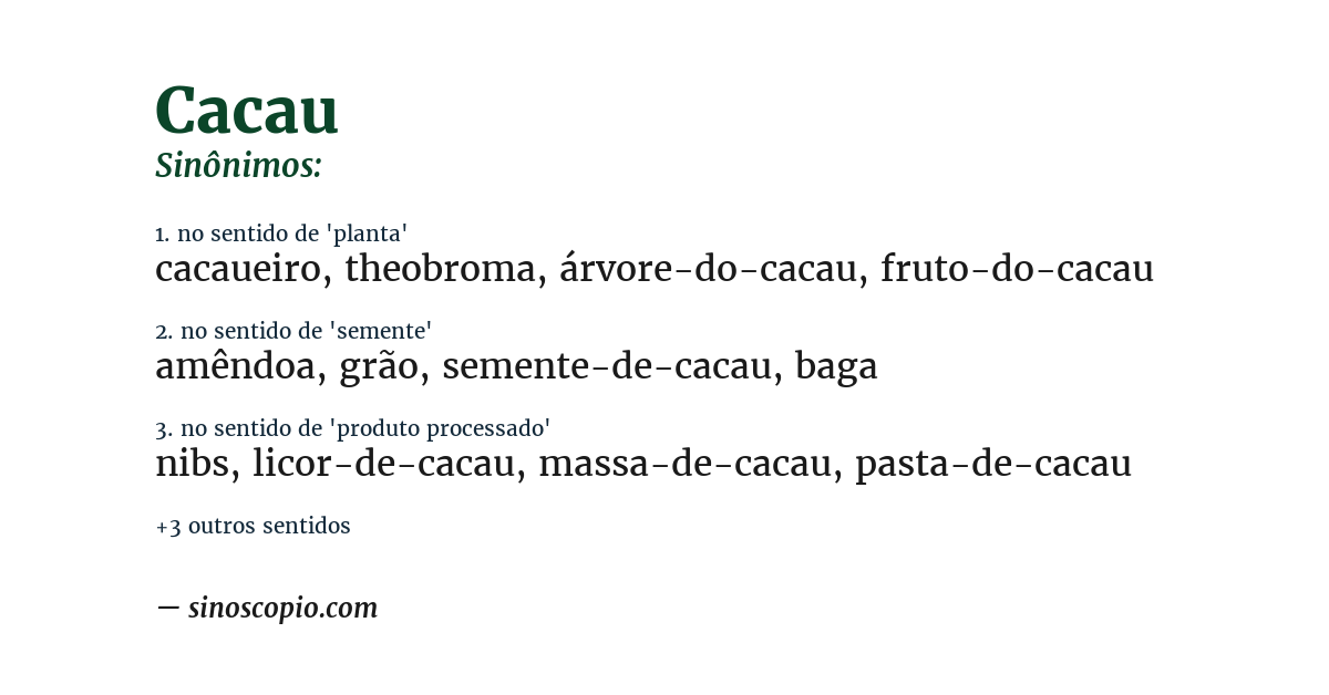 Sinônimo de cacau