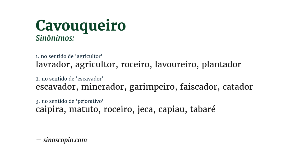 Sinônimo de cavouqueiro