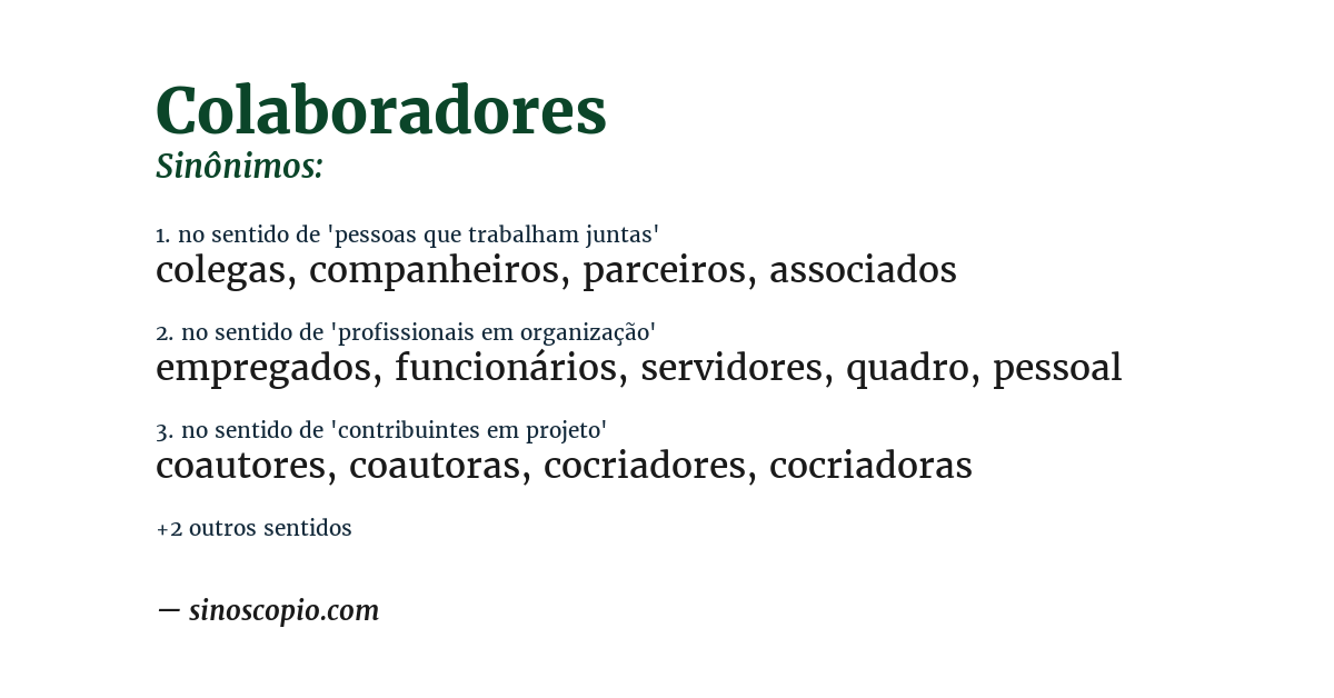 Sinônimo de colaboradores