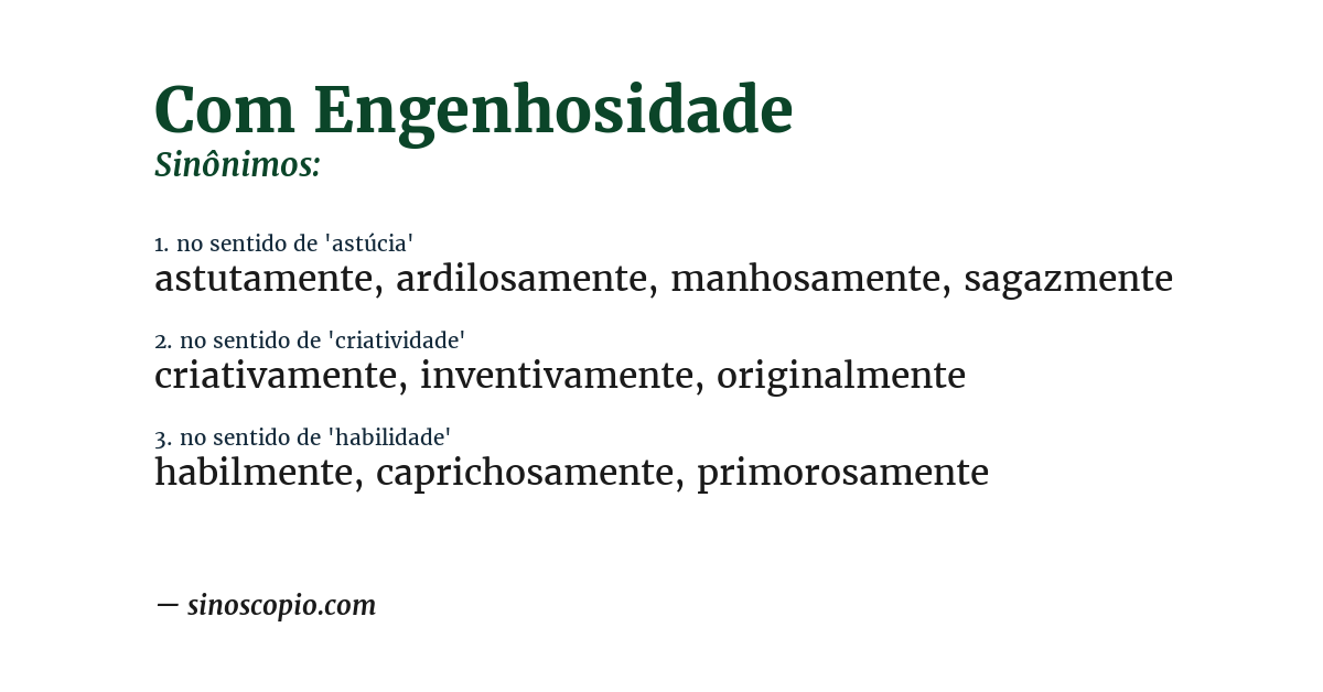 Sinônimo de com engenhosidade