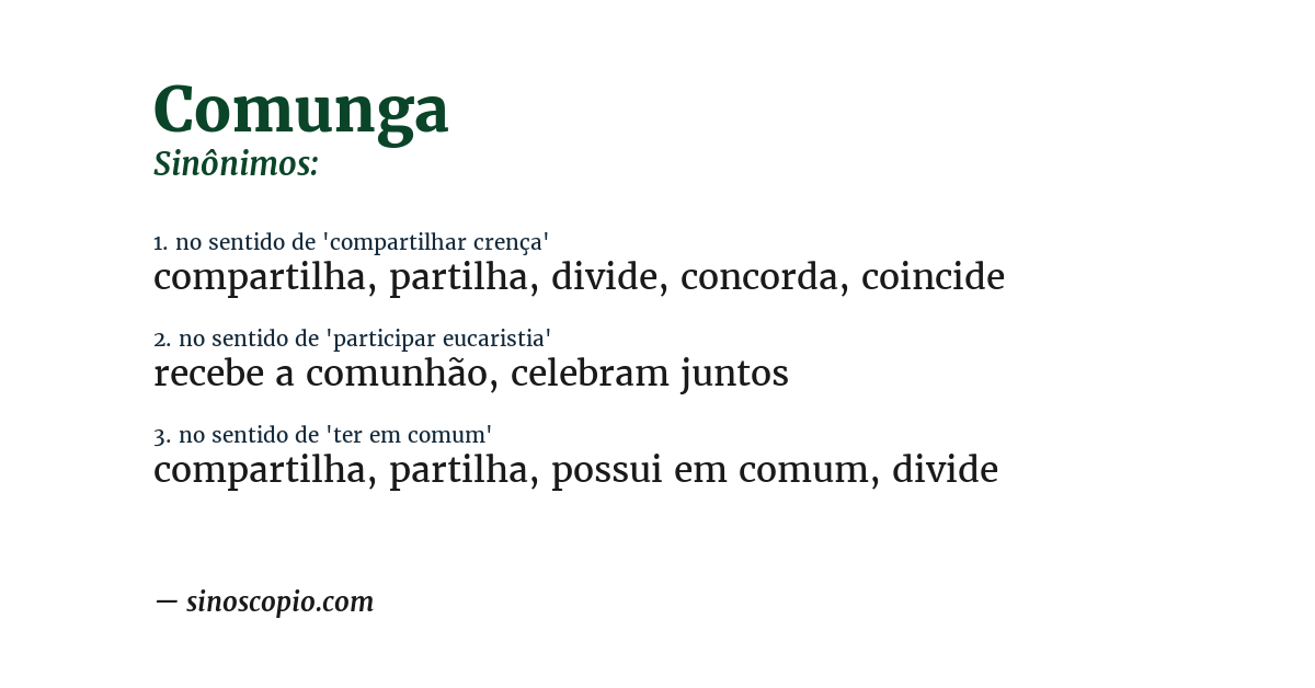 Sinônimo de comunga