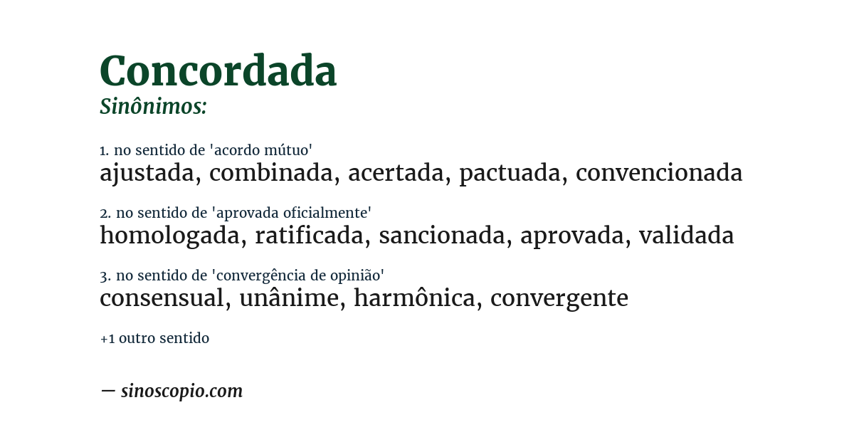 Sinônimo de concordada