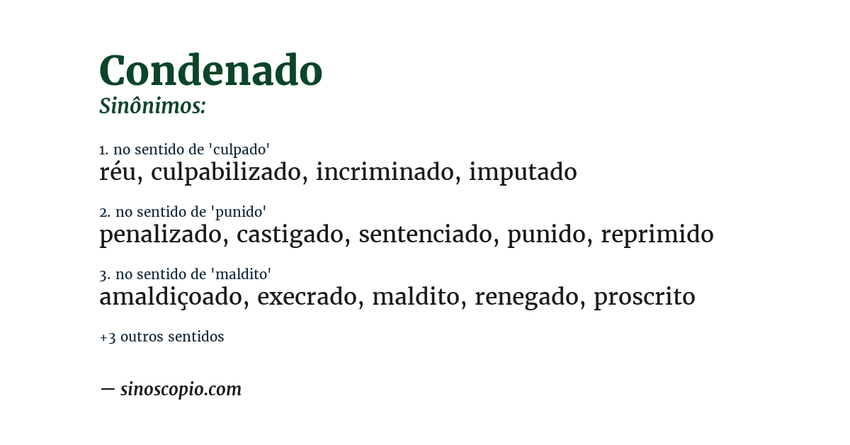 Sinônimo de condenado