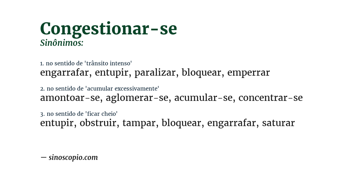 Sinônimo de congestionar-se