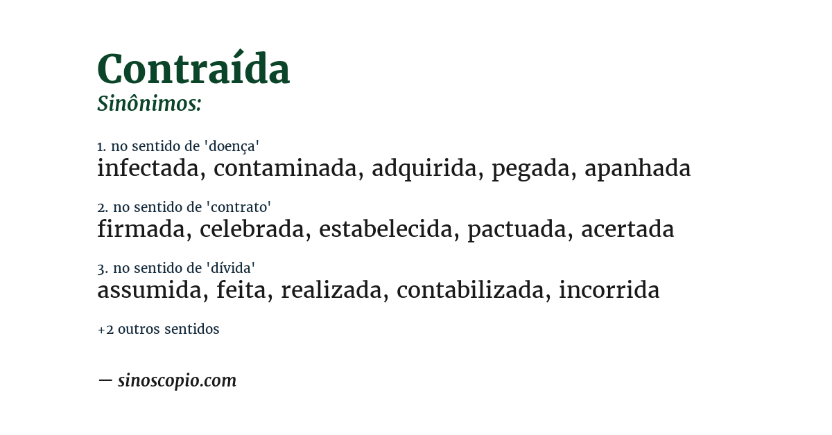 Sinônimo de contraída