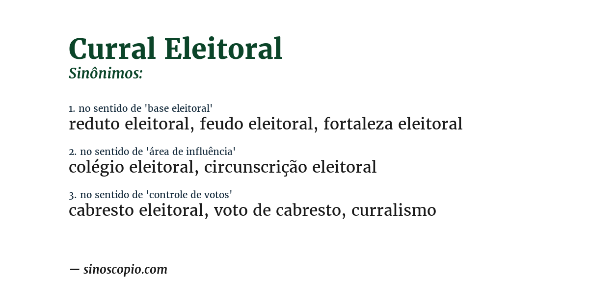 Sinônimo de curral eleitoral