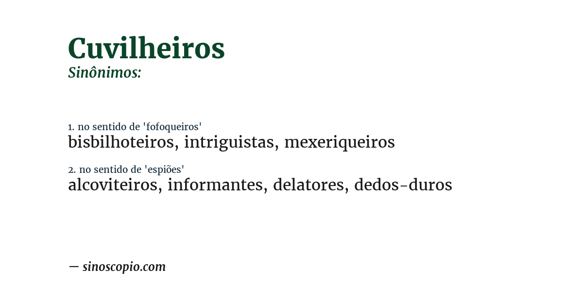 Sinônimo de cuvilheiros