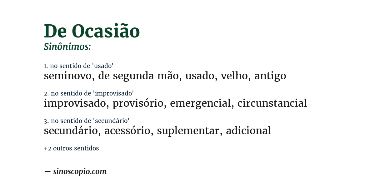 Sinônimo de de ocasião