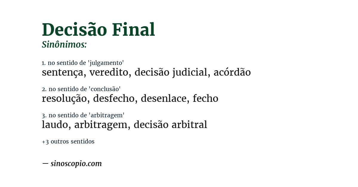 Sinônimo de decisão final