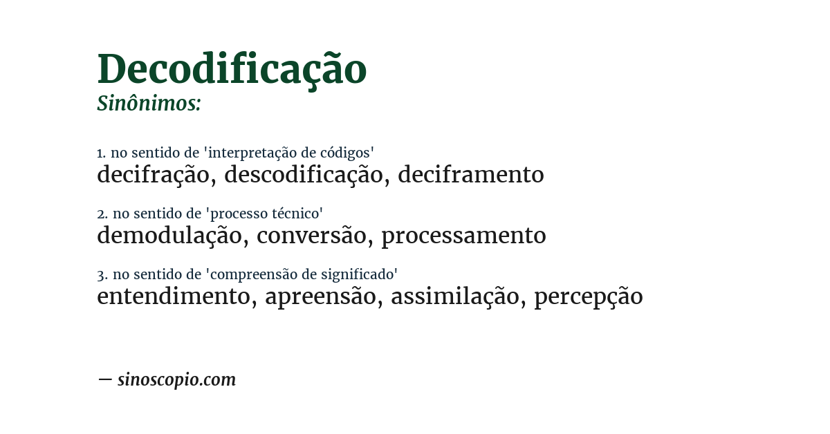 Sinônimo de decodificação