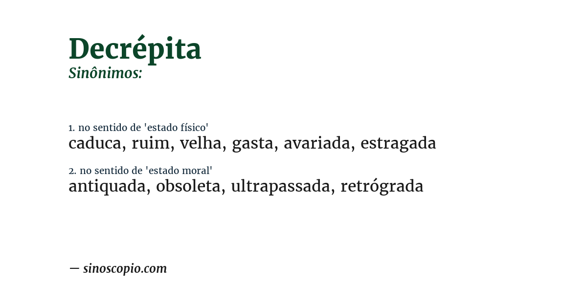 Sinônimo de decrépita