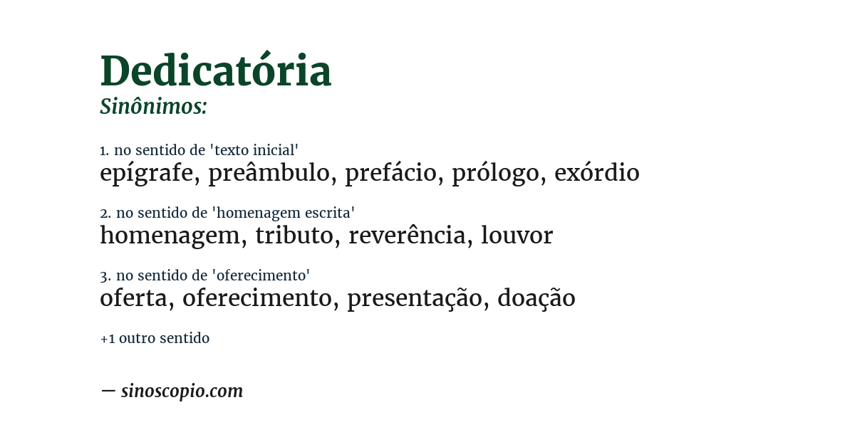 Sinônimo de dedicatória