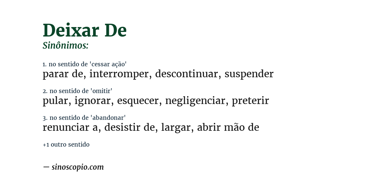 Sinônimo de deixar de