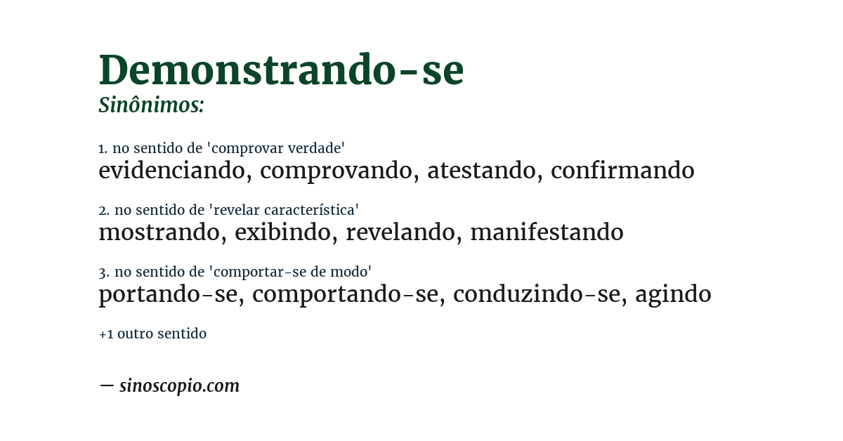 Sinônimo de demonstrando-se
