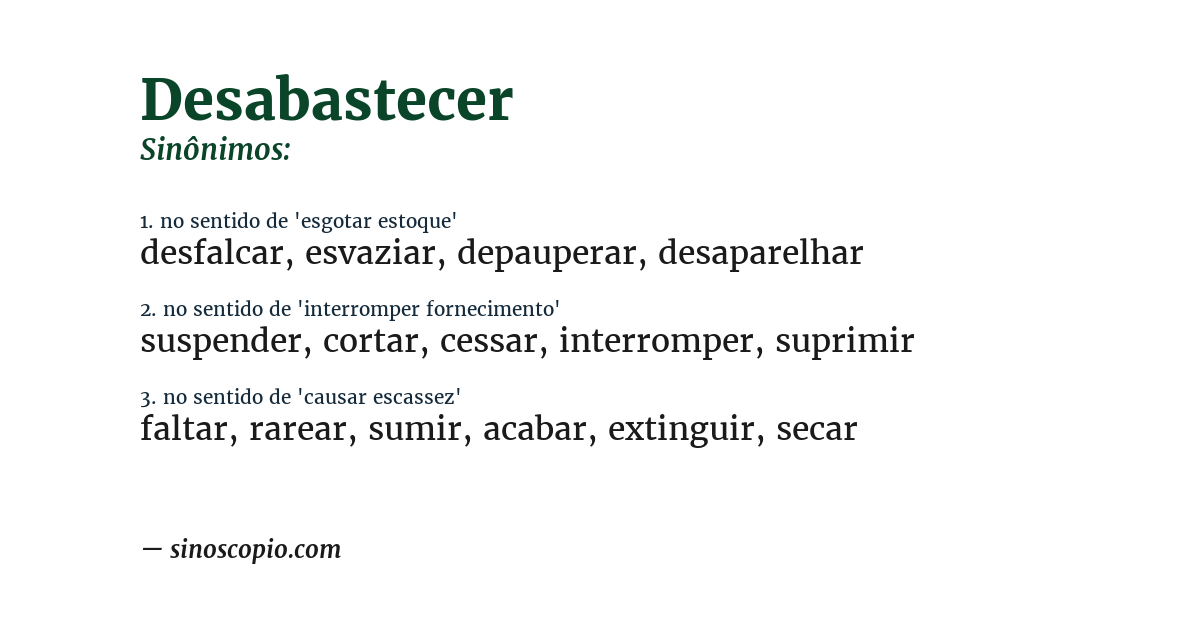 Sinônimo de desabastecer