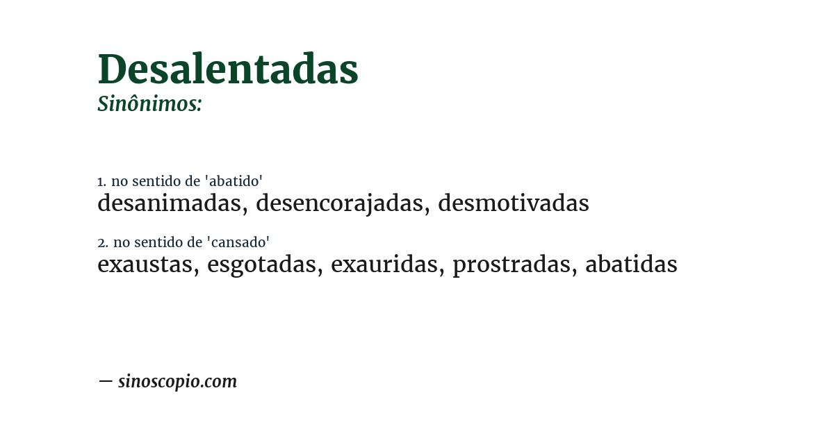 Sinônimo de desalentadas