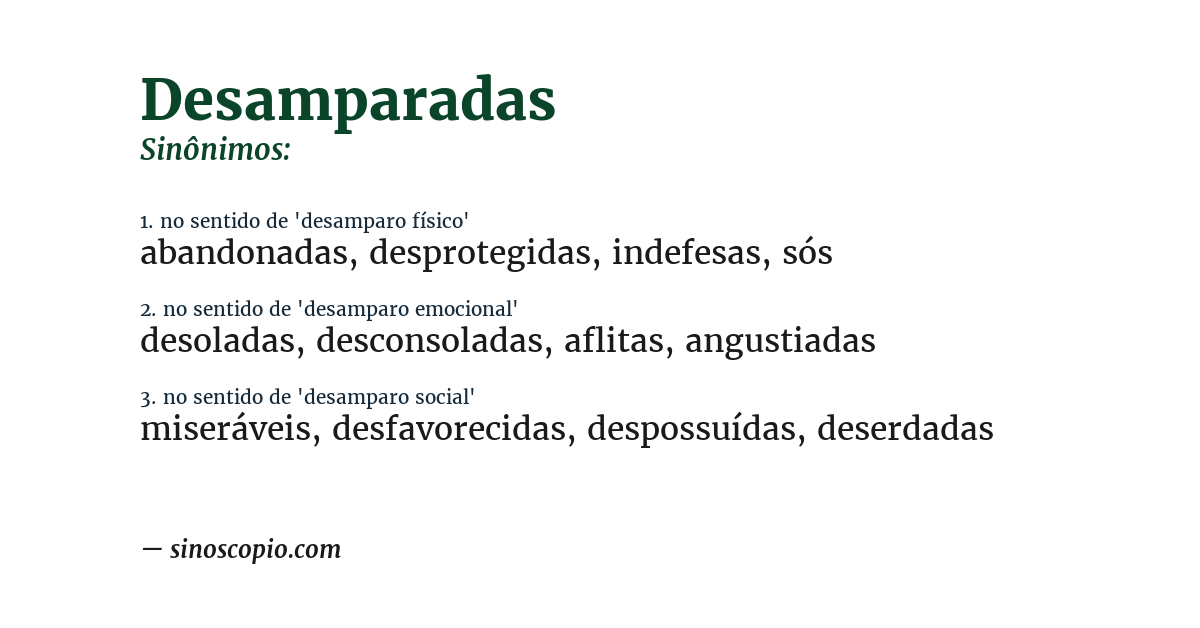 Sinônimo de desamparadas