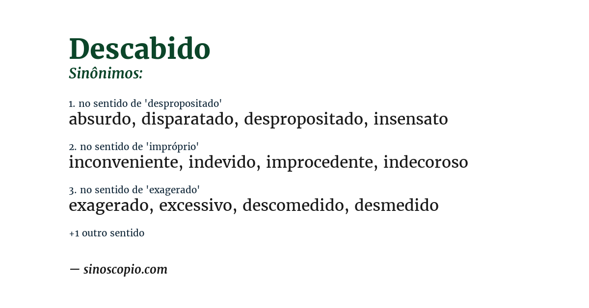 Sinônimo de descabido