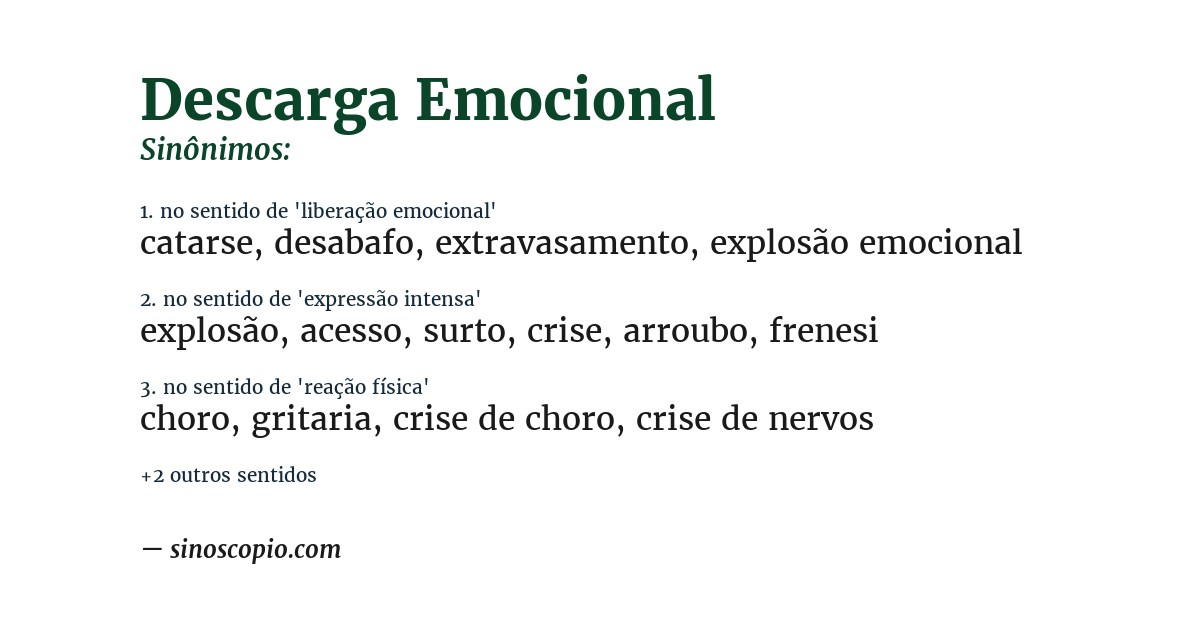 Sinônimo de descarga emocional