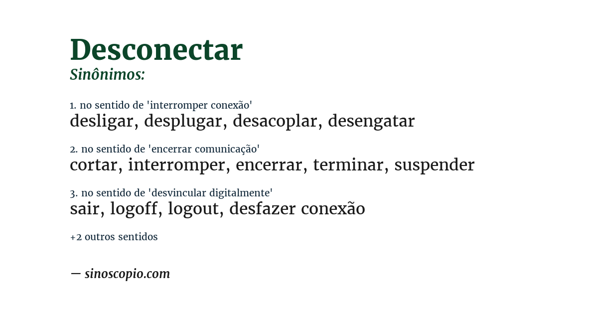 Sinônimo de desconectar