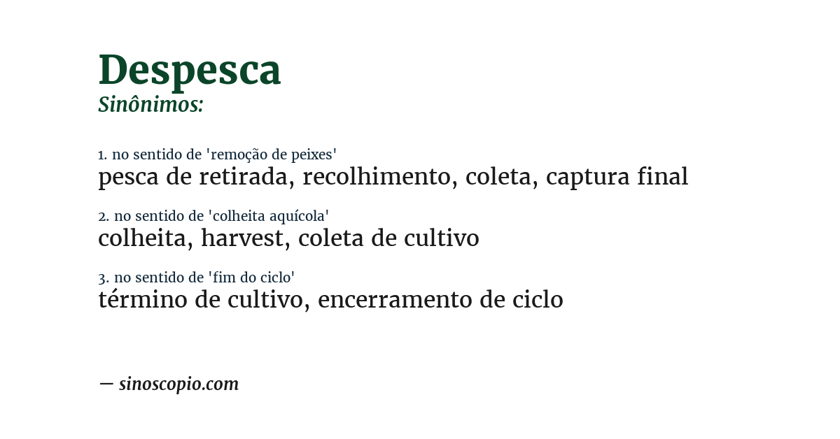 Sinônimo de despesca
