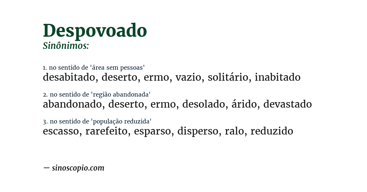 Sinônimo de despovoado