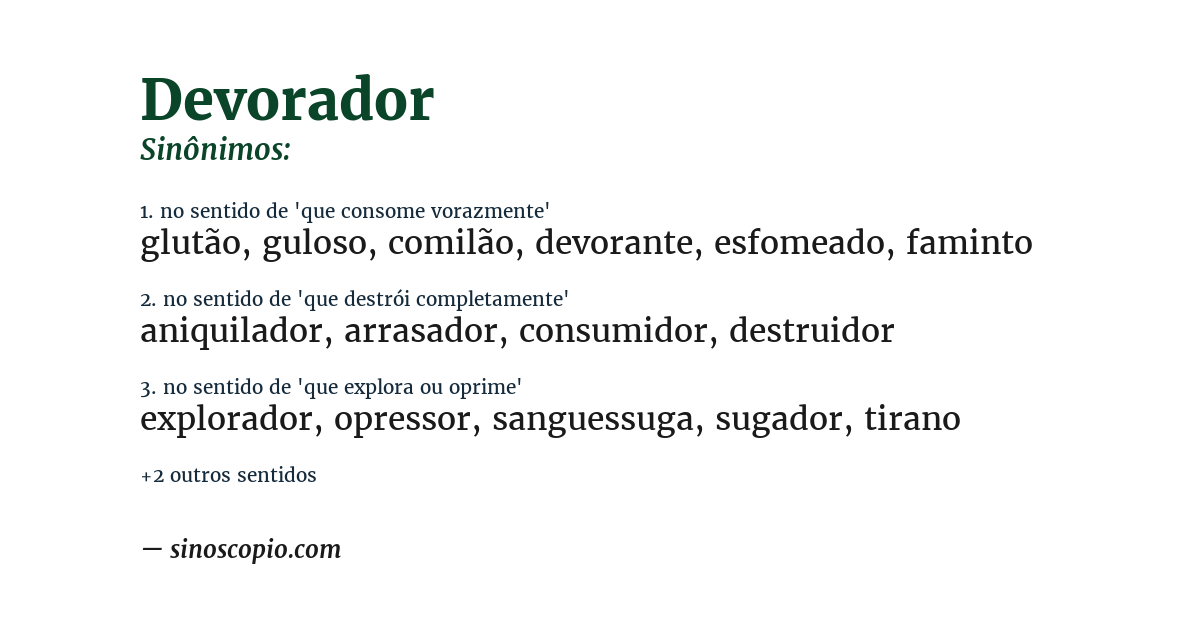 Sinônimo de devorador