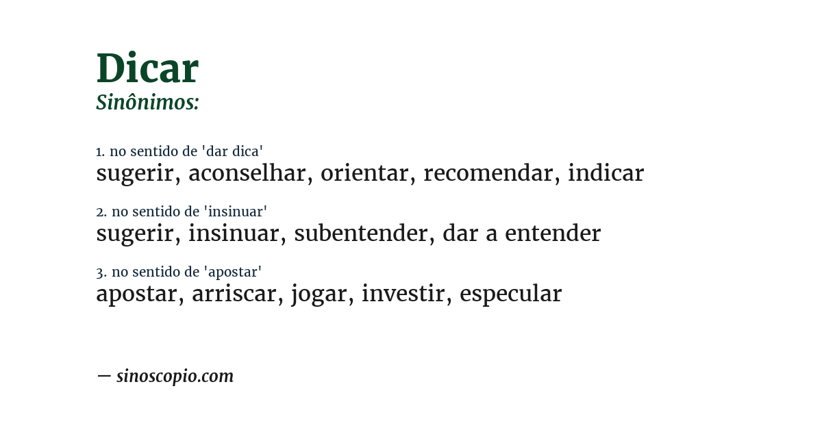 Sinônimo de dicar