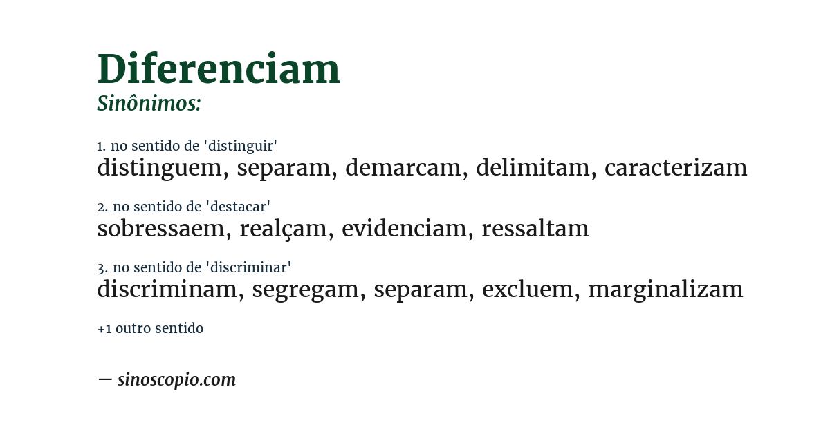 Sinônimo de diferenciam