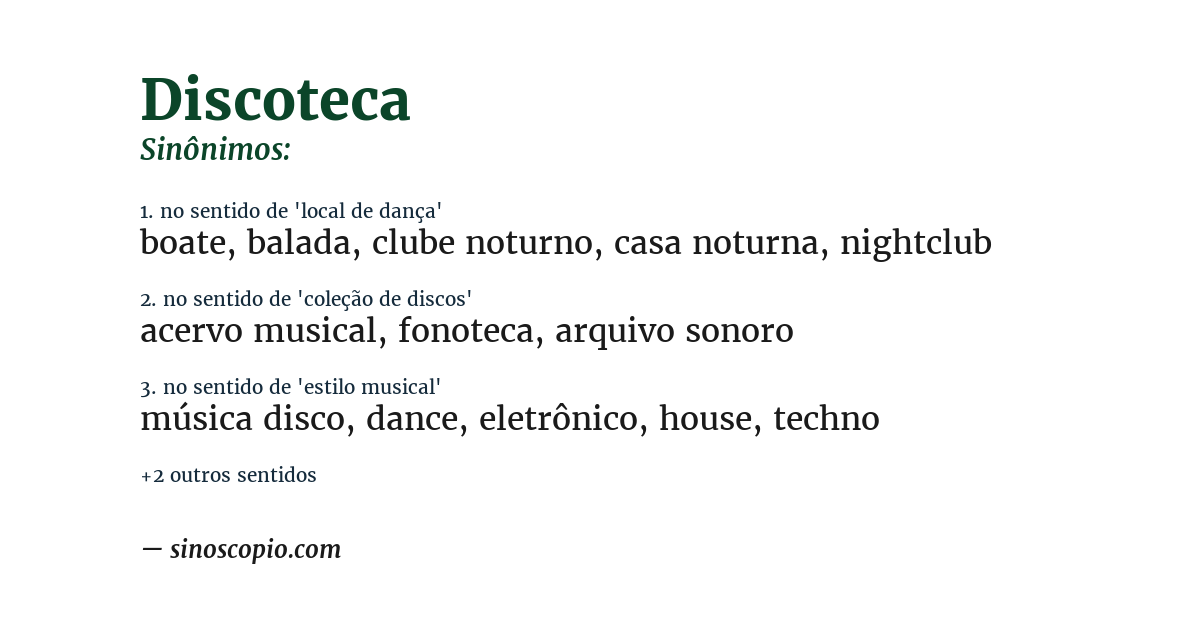 Sinônimo de discoteca