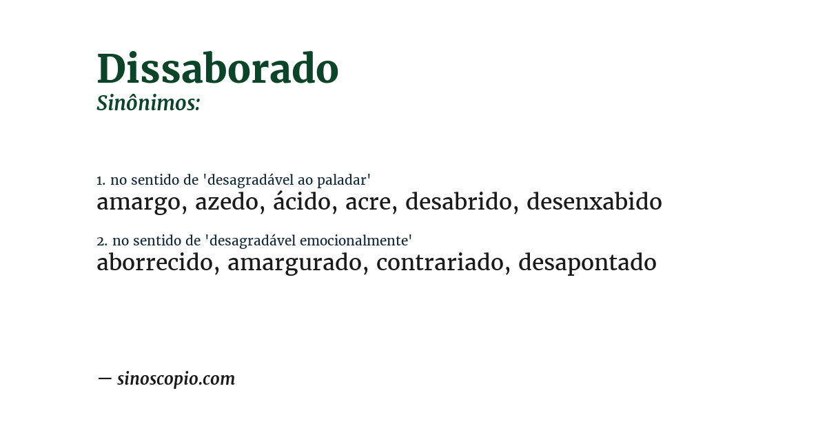 Sinônimo de dissaborado