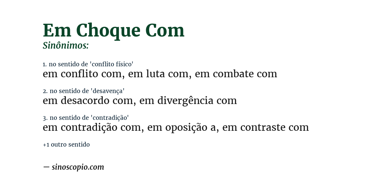 Sinônimo de em choque com