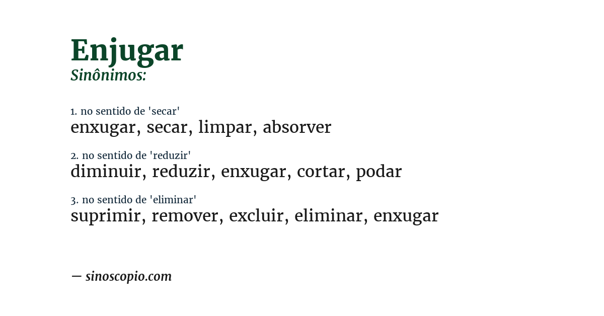 Sinônimo de enjugar