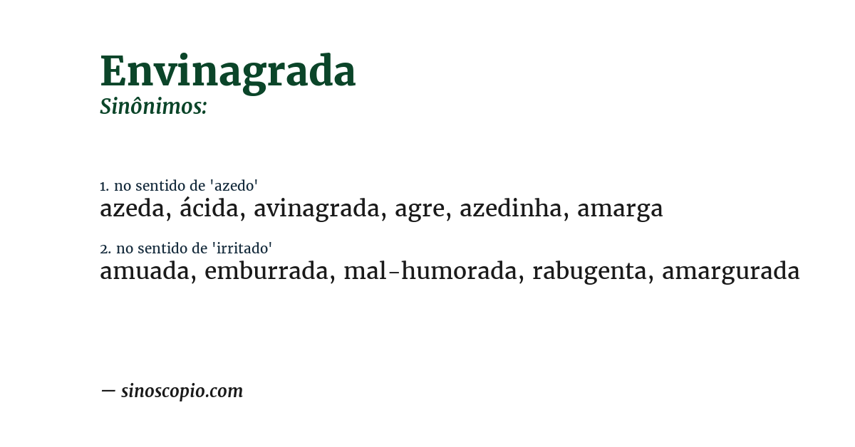 Sinônimo de envinagrada
