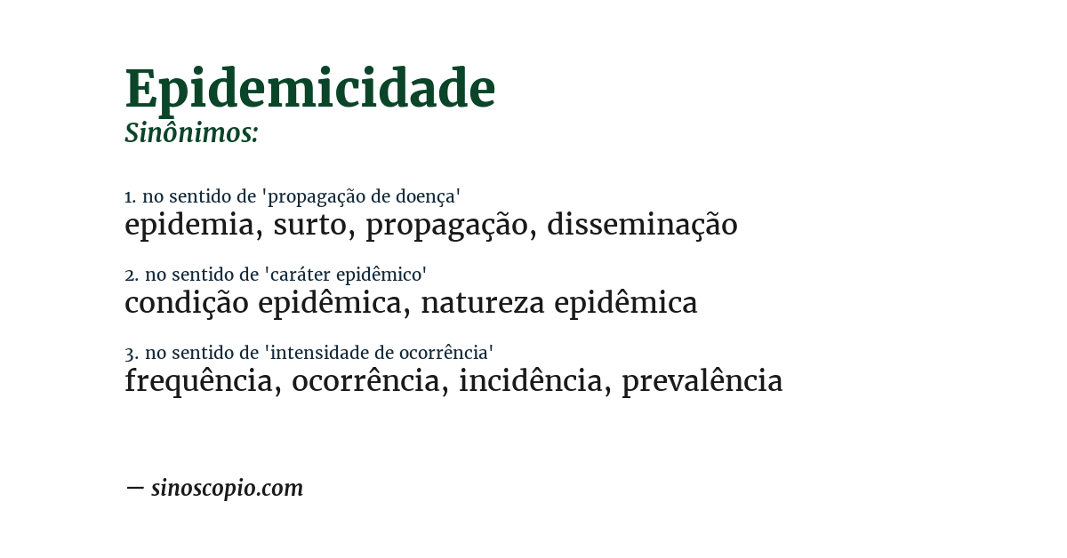 Sinônimo de epidemicidade