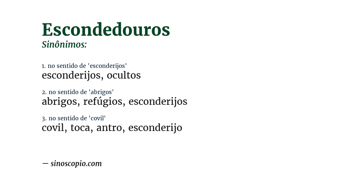 Sinônimo de escondedouros