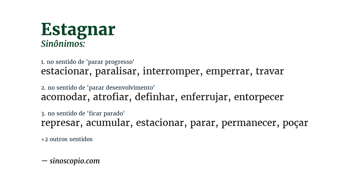 Sinônimo de estagnar