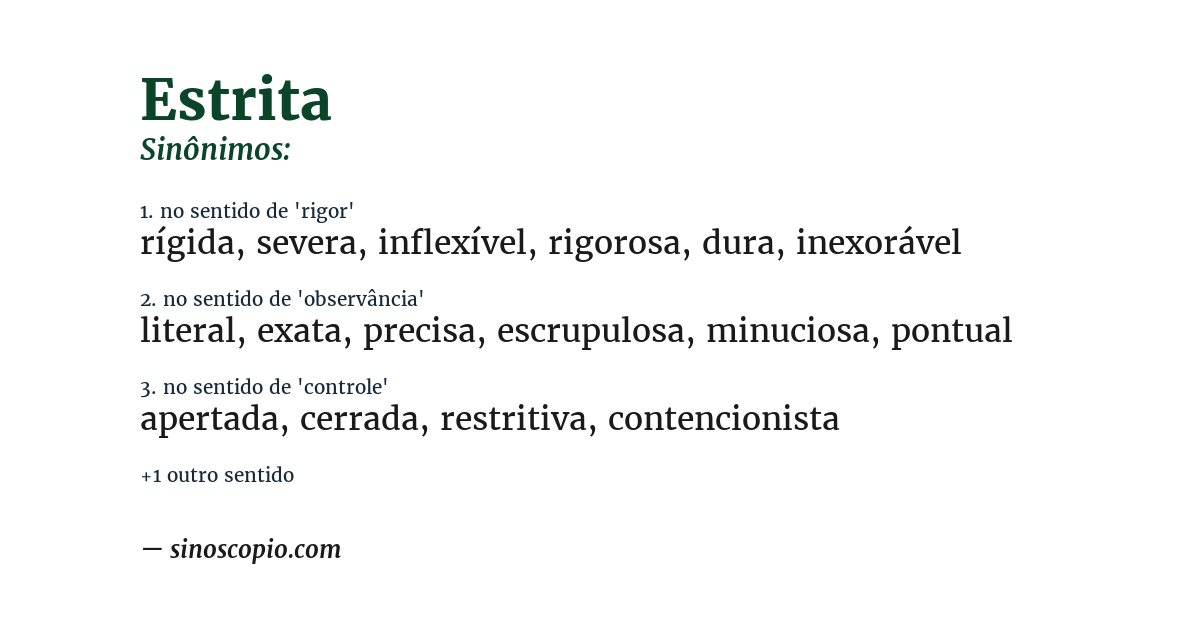 Sinônimo de estrita