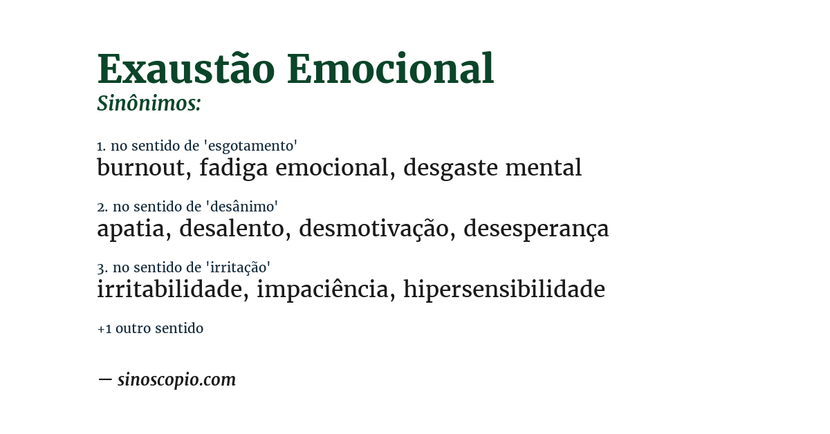 Sinônimo de exaustão emocional
