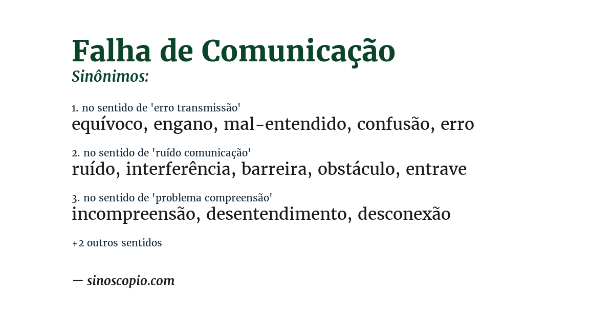 Sinônimo de falha de comunicação