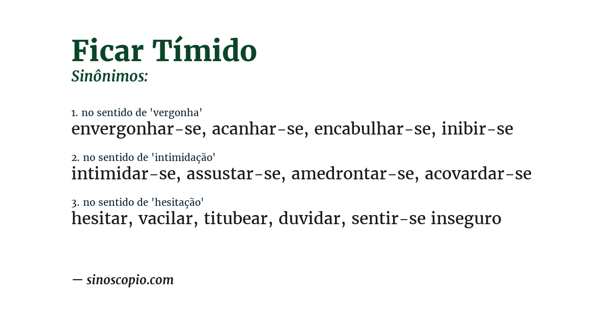 Sinônimo de ficar tímido