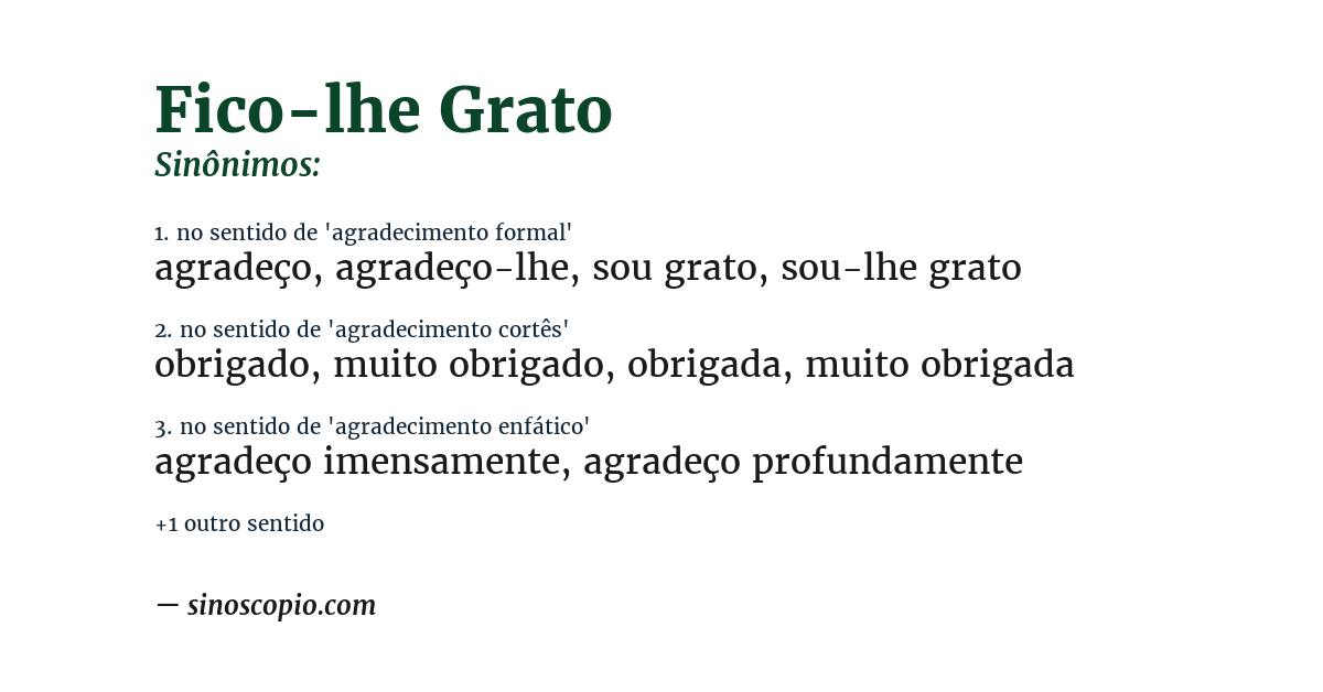 Sinônimo de fico-lhe grato